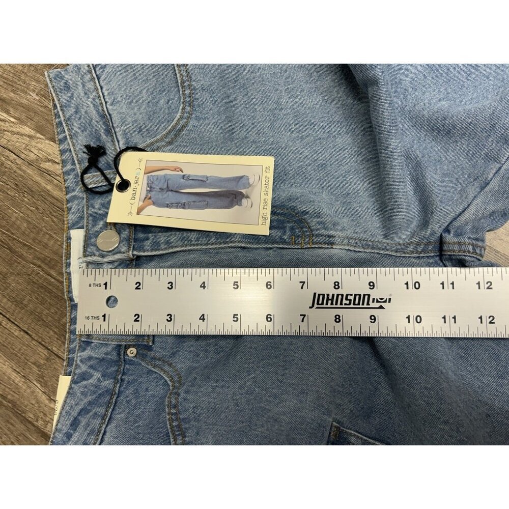 Ban jara High Rise Skater Wide-Leg Cargo Jeans 5/26 Boho Hippie Y2K Grunge Punk - Picture 7 of 8